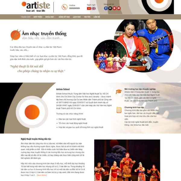 Theme wordpress giới thiệu Artiste School - Chothemewp