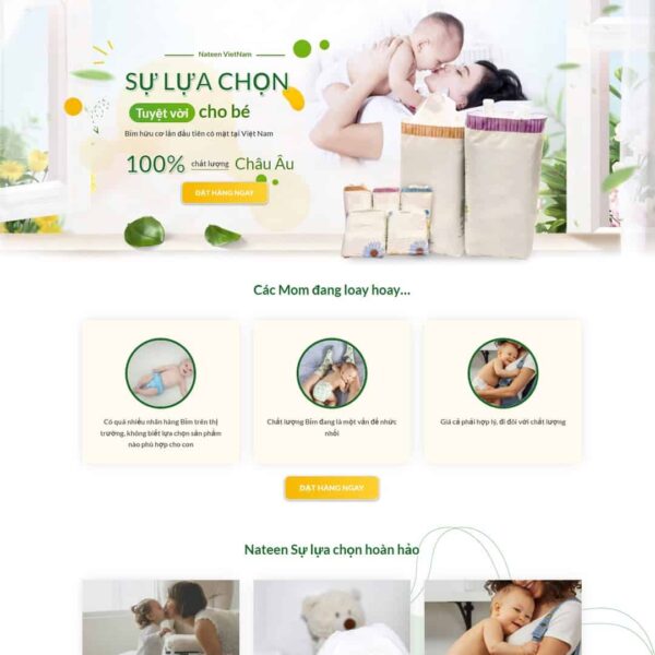 Theme WordPress landing page bỉm cho bé - Chothemewp