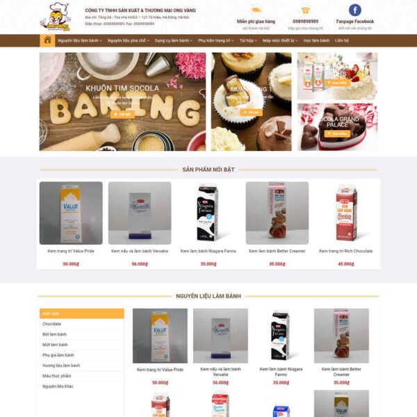 Theme WordPress bán nguyên liệu, dung cụ làm bánh 02 - Chothemewp