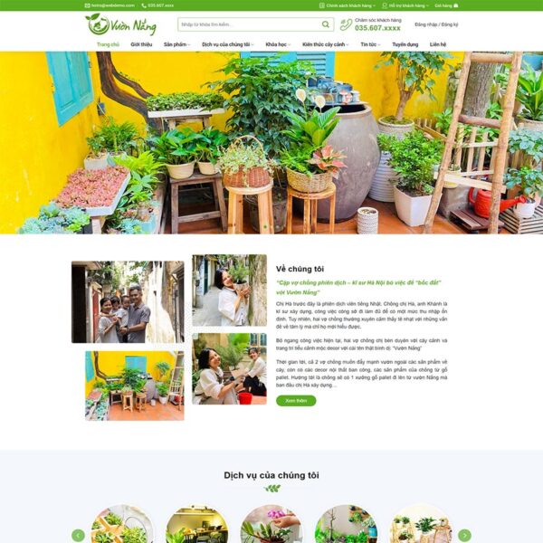 Theme WordPress bán cây xanh, tiểu cảnh 03 - chothemwp