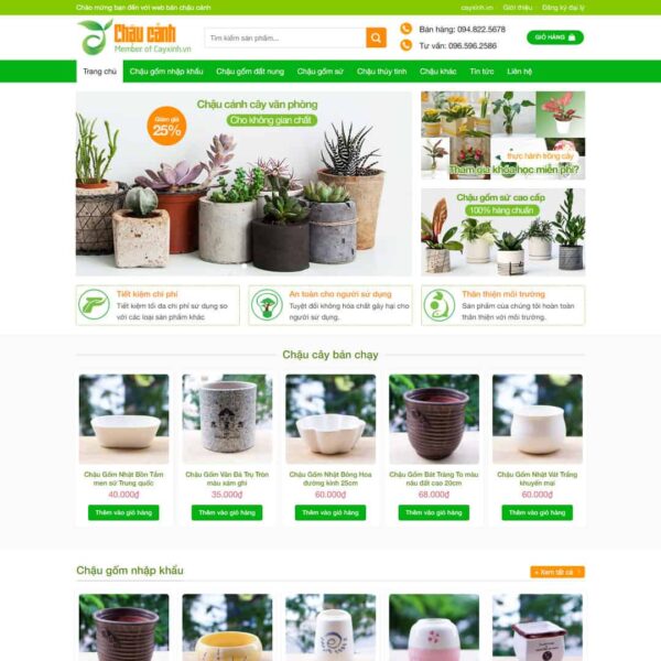 Theme WordPress bán chậu cây cảnh văn phòng - Chothemewp