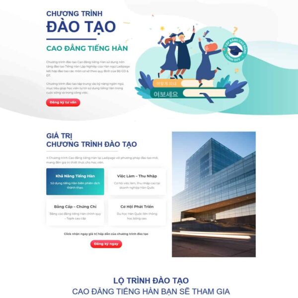 Theme WordPress Landing page đào tạo tiếng Hàn - Chothemewp