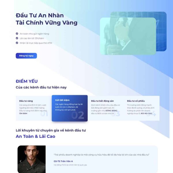 Theme WordPress landing page đầu tư trái phiếu tài chính - Chothemewp