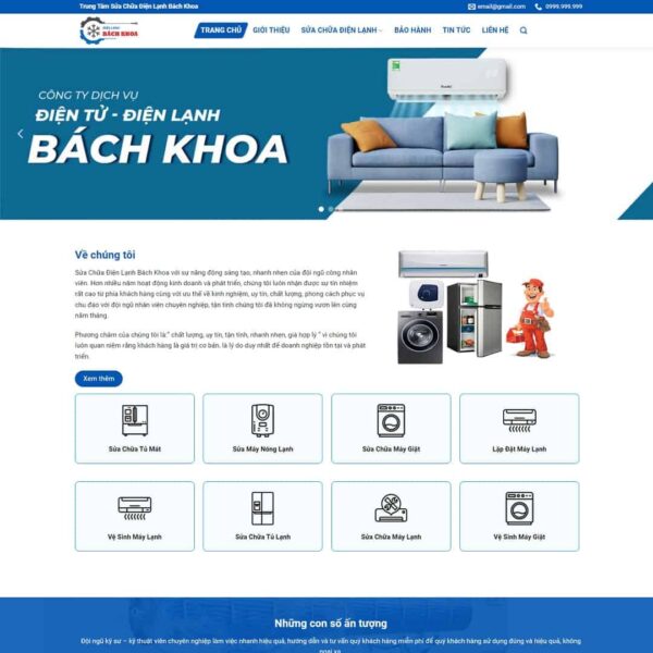 Theme WordPress dịch vụ sửa chữa điện lạnh - Chothemewp