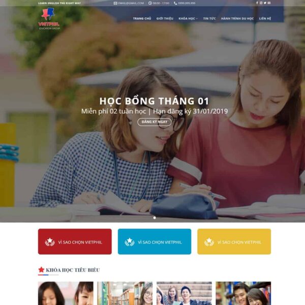 Theme WordPress trung tâm đào tạo anh ngữ, du học - Chothemewp