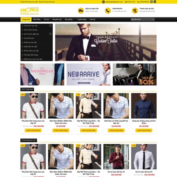 Theme WordPress shop thời trang nam - Chothemewp