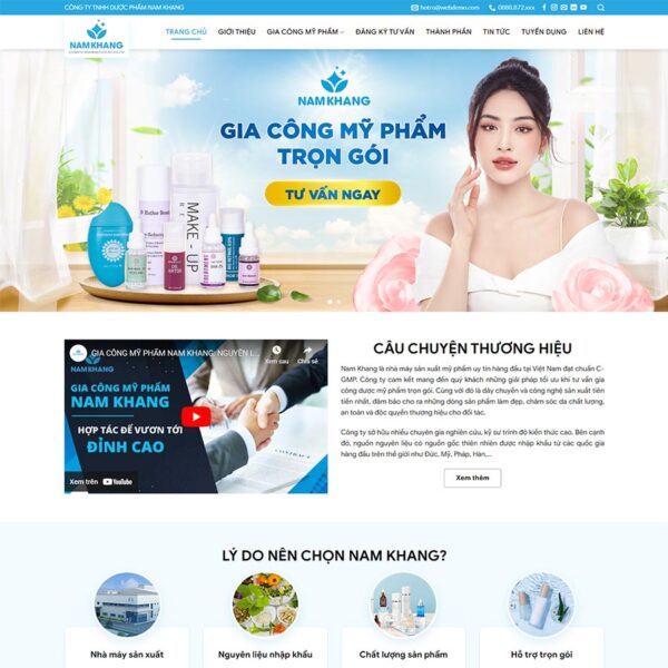 Theme WordPress gia công mỹ phẩm - chothemewp