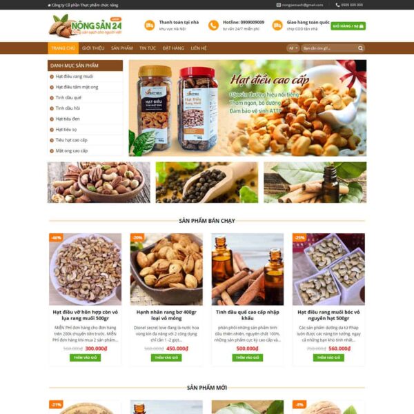 Theme WordPress bán hạt điều, thực phẩm - Chothemewp