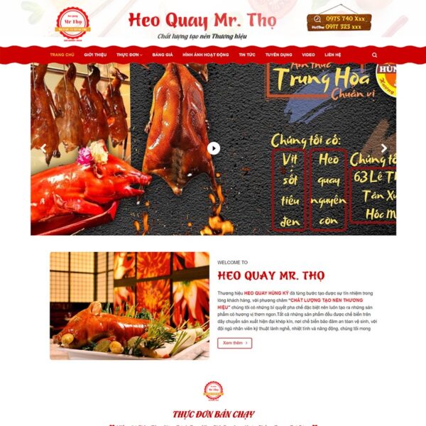 Theme WordPress cửa hàng bán heo quay