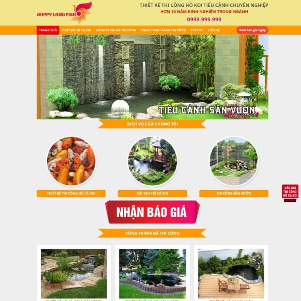 Theme WordPress thi công hồ cá Koi, Tiểu cảnh - Chothemewp