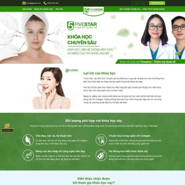 Theme WordPress giới thiệu khóa học làm đẹp - Chothemewp