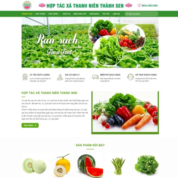 Theme WordPress hợp tác xã nông sản, rau sạch - Chothemewp