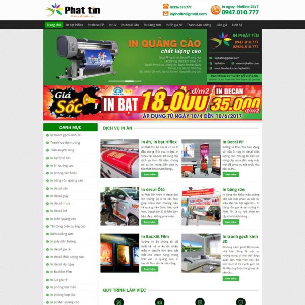 Theme WordPress dịch vụ in bạt, decal - Chothemewp