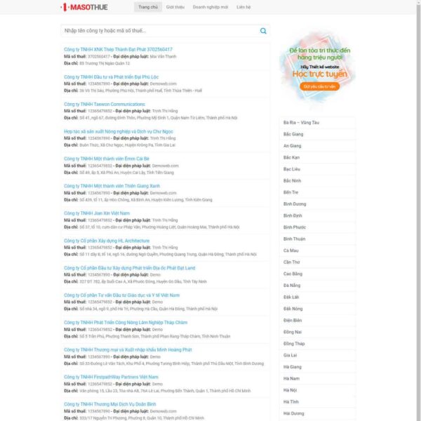 Theme WordPress tra cứu mã số thuế giống ( thongtincongty.com ) - Chothemewp