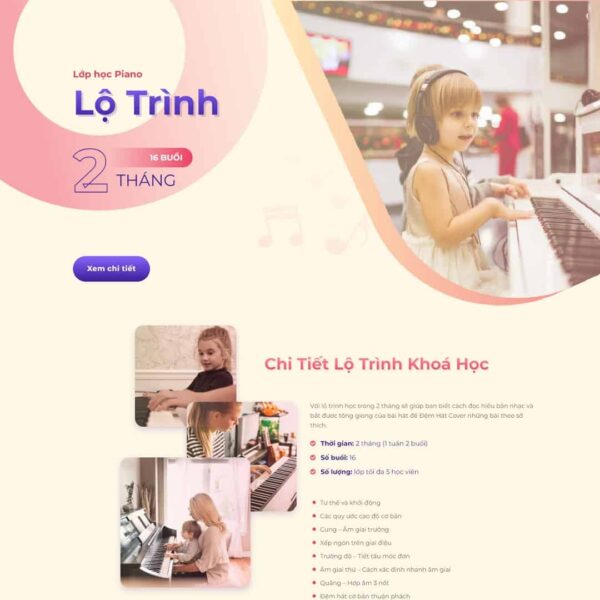 Theme WordPress landing page khóa học đàn Piano - Chothemewp