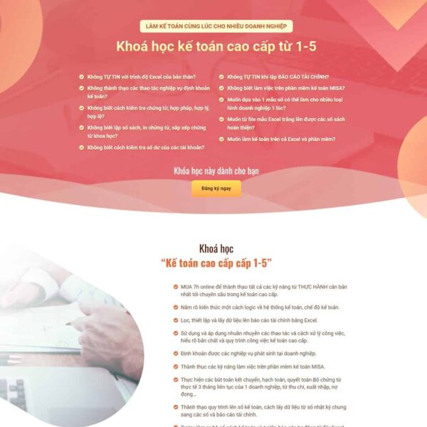 Theme WordPress landing page khóa học kế toán - Chothemewp