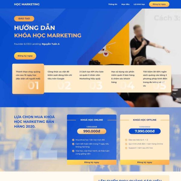 Theme WordPress landing page khóa học Marketing Online - Chothemewp