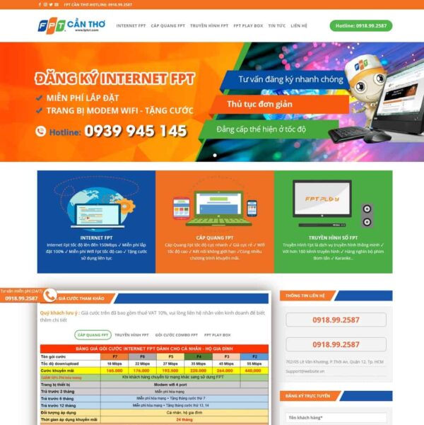 Theme WordPress dịch vụ lắp mạng internet - Chothemewp