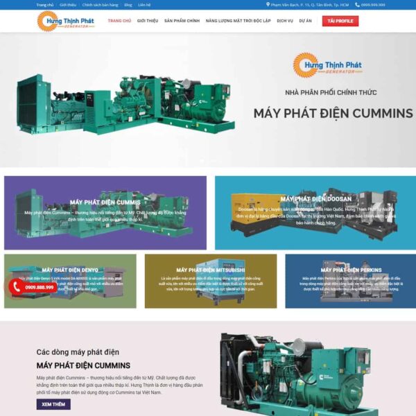 Theme WordPress công ty cung cấp máy phát điện - Chothemewp