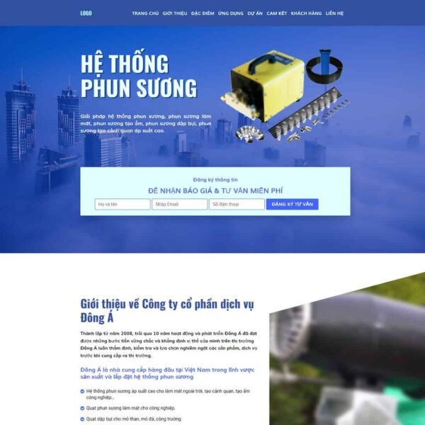 Theme WordPress landing page máy phun sương - Chothemewp