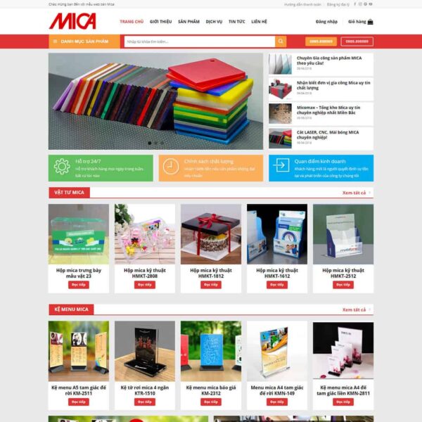 Theme WordPress bán sản phẩm từ mica - Chothemewp