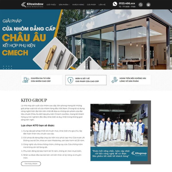 Theme WordPress công ty nhôm kính 04 - chothemwp