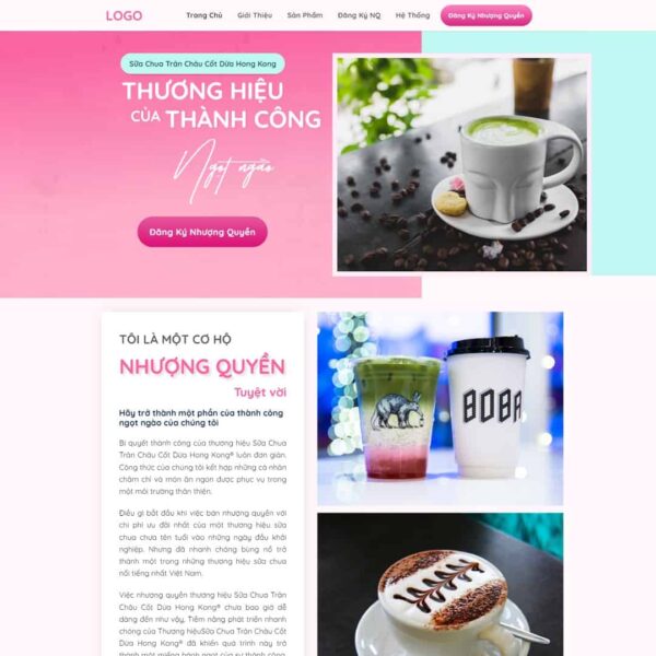 Theme WordPress Landing page nhượng quyền trà sữa - Chothemewp