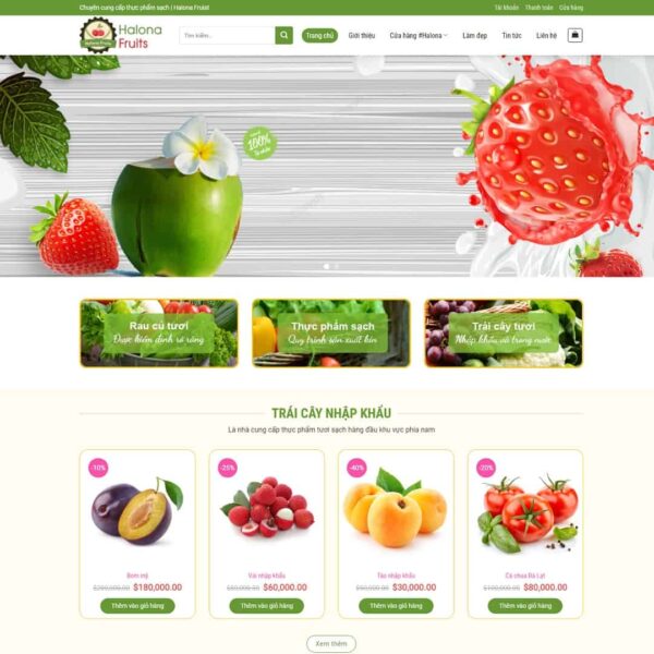 Theme WordPress bán trái cây, hoa quả nông sản - Chothemewp