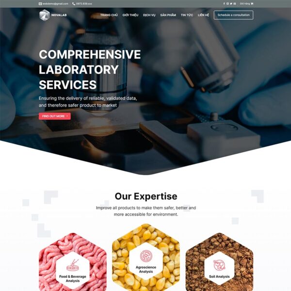 Theme WordPress phòng lab thí nghiệm y tế - chothemwp