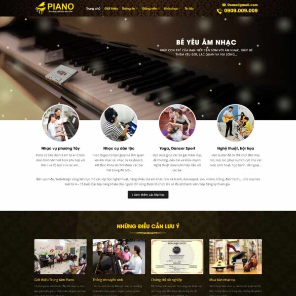 Theme WordPress đào tạo, khóa học piano, nhạc cụ - Chothemewp