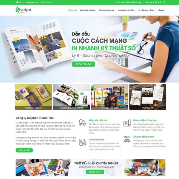 Theme WordPress dịch vụ in ấn, thiết kế 04 - Chothemewp