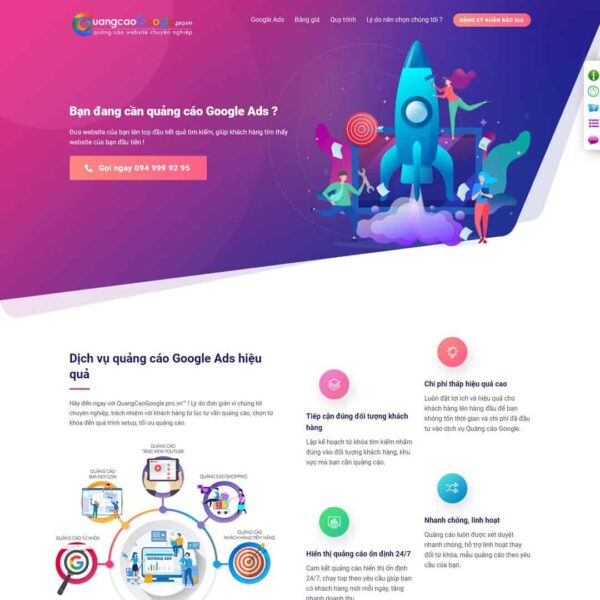 Theme WordPress landing page dịch vụ quảng cáo online - Chothemewp