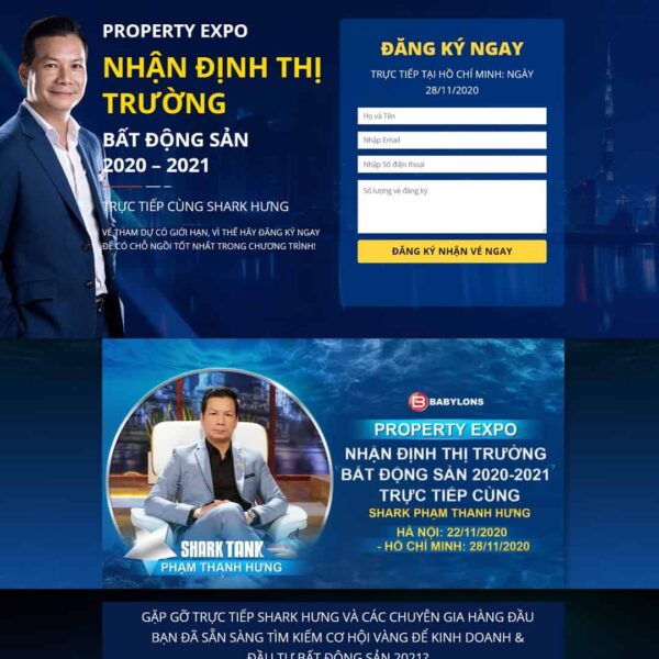 Theme WordPress Landing page tọa đàm shark Hưng - Chothemewp