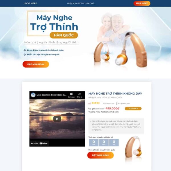 Theme WordPress landing page máy nghe trợ thính - Chothemewp