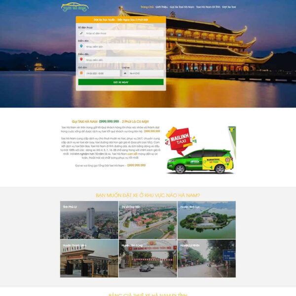 Theme WordPress Landing page dịch vụ taxi - Chothemewp