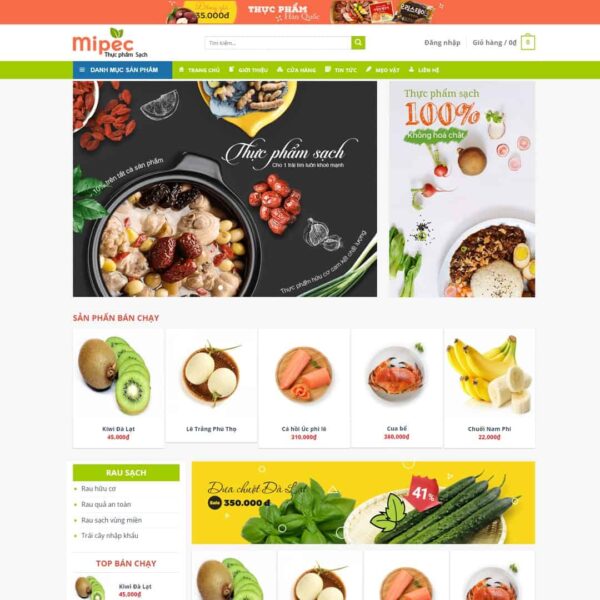 Theme WordPress thực phẩm, rau củ quả - Chothemewp