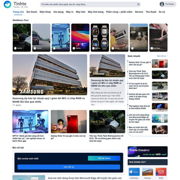 Theme WordPress tin tức công nghệ giống Tinh Tế