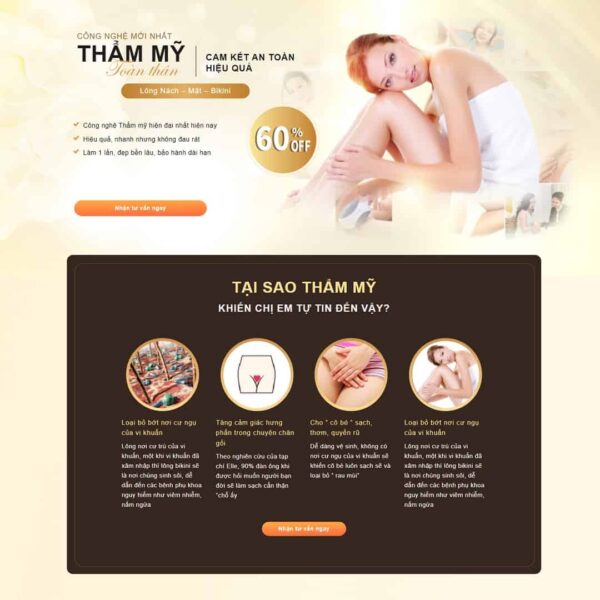 Theme WordPress Landing page triệt lông thẩm mỹ viện - Chothemewp