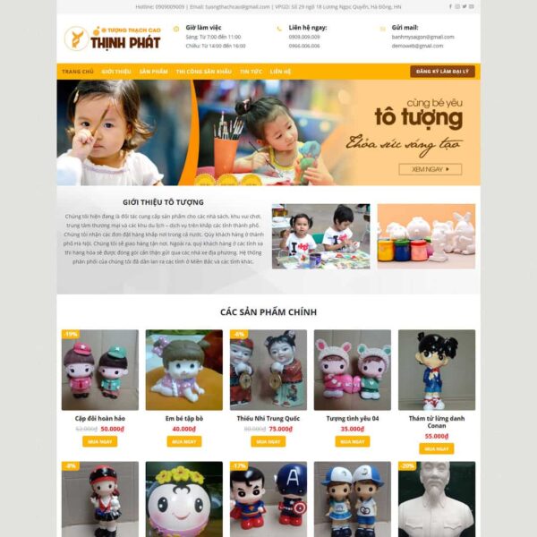 Theme WordPress bán tượng tô màu thạch cao - Chothemewp