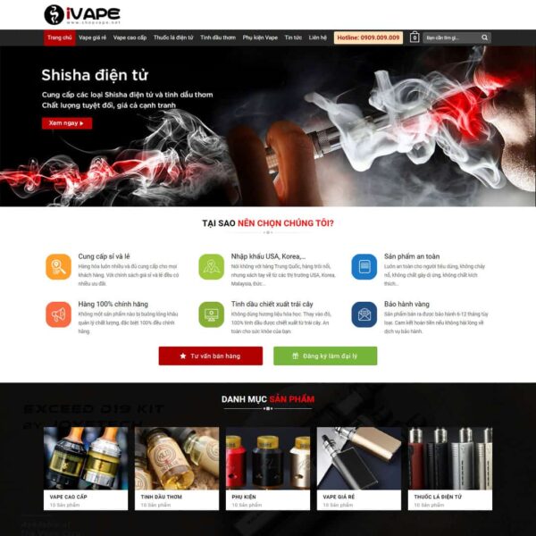 Theme WordPress bán thuốc lá điện tử, shisha, vape - Chothemewp