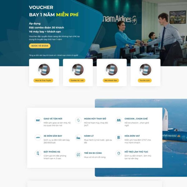 Theme WordPress landing page bán Vé máy bay - Chothemewp