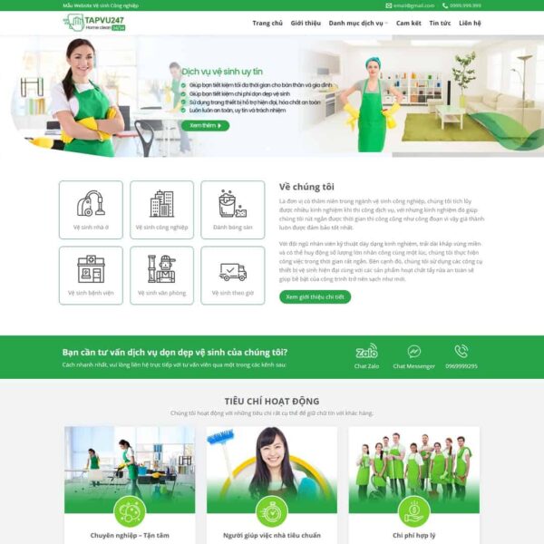 Theme WordPress dịch vụ vệ sinh, dọn dẹp nhà cửa - Chothemewp