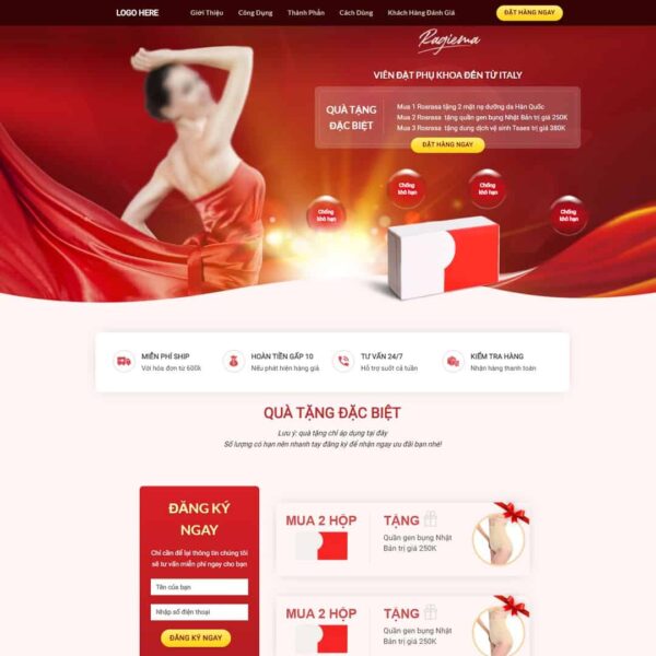 Theme WordPress Landing page viên đặt phụ khoa - Chothemewp