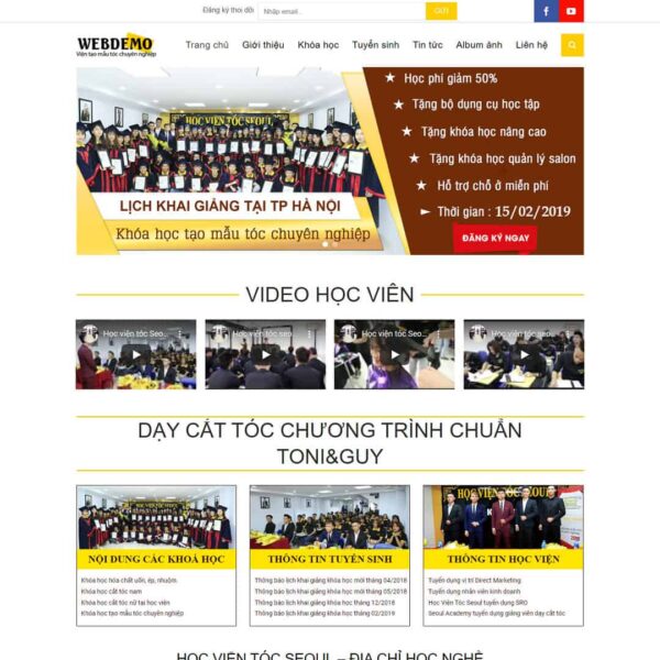 Theme WordPress đào tạo, khóa học mẫu tóc - Chothemewp