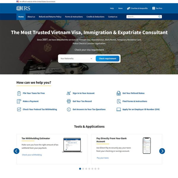 Theme WordPress cấp visa du lịch nước ngoài